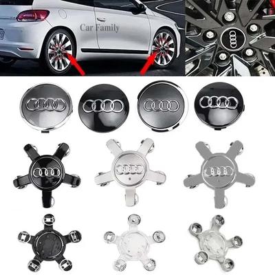 4Pcs 60/61/68/69/77/135mm Car Wheel Hub Caps Center Rim Cover Badge Decoration Accessories For R1 A4 A5 A6 A7 A8 Q5 Q7 Hubcapv1