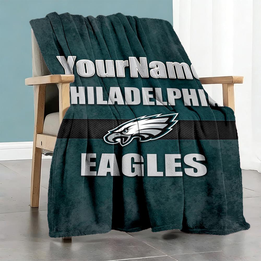 Philadelphia Eagles Customize Text Blanket Lightweight Personalized Blanket Soft Cozy Great For Home Decor Bedding Living Room Sofa