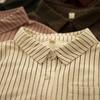 Zhaotang Women's Retro Stripe Cotton-Linen Long Sleeve Shirt