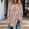 Women Long Sleeve Tunic Top Print Crew Neck Loose Fit Blouse With Pockets Casual Daily Wear Ladies Tops
