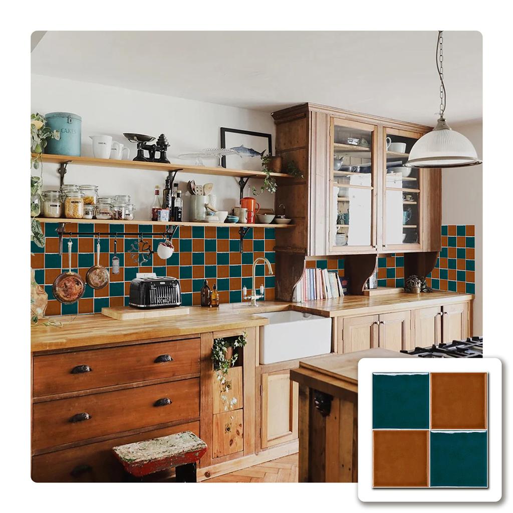 10 Pieces Of European Solid Color Square Brick Wallpaper Self-Adhesive Kitchen Waterproof And Oil-Proof Thickened Tile Sticker Wall Sticker