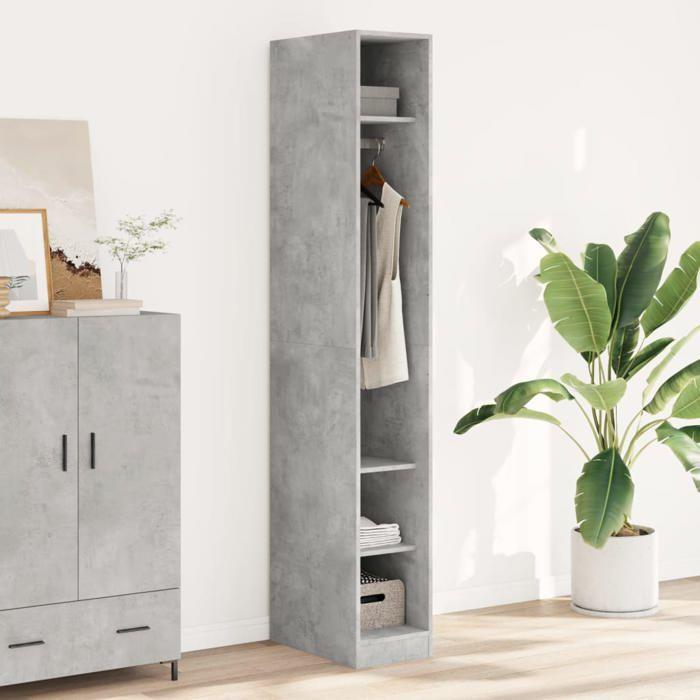 VidaXL Garde-robe gris béton 30x50x200 cm bois d'ingénierie, armoire de rangement, organisateur de garde-robe, armoire, 3307687