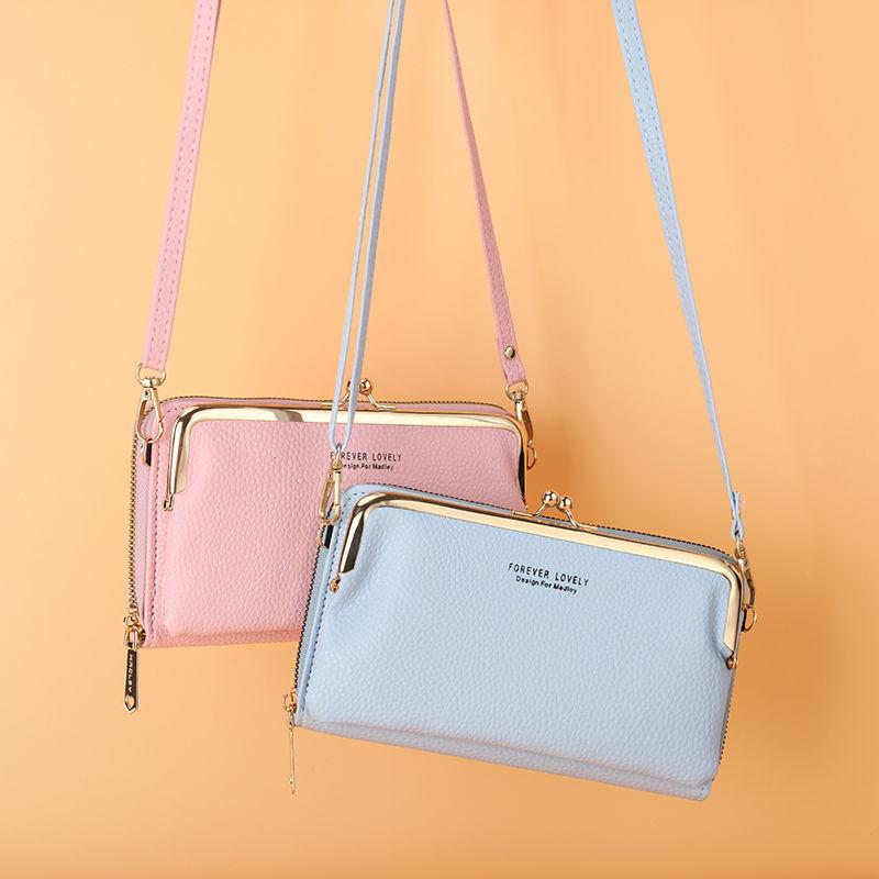 Mobile Phone Bag Female Litchi Grain Messenger Bag Student Versatile Dual-purpose Purse Fashion Makeup Bag Mini Bag