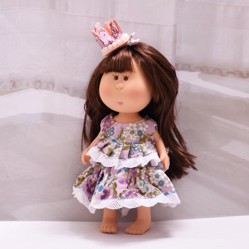 Spain Mia Potato Doll Clothes - 24cm Mia Dress-up Set: Purple Flower Dress & Crown