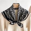 2024 Luxury Animals Floral Print 70cm Cotton Velvet Square Scarf for Women Soft Neckerchief Lady Hijab Neck Tie Hair Headbands