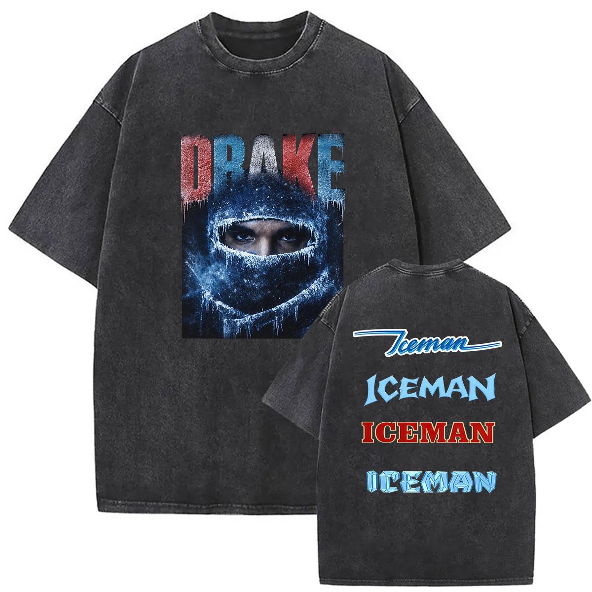 Vintage Washed Limited Drake Iceman Album 2026 Graphic T Shirts Men s Hip Hop Rap Pop Music Short Sleeve T-shirt Man Streetwear S