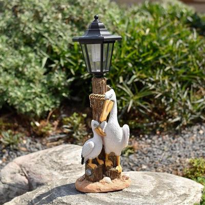 Statue d'animal à lumière solaire de jardin, décoration d'aménagement paysager, figurine sculpture pour