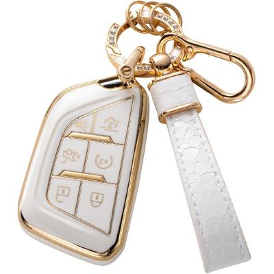Cadillac Key Fob Cover with Cadillac Keychain, Car Key Fob Case Compatible with Cadillac 2020 2021 2022 ATS CT5 CT6 XT4 XT5 XTS