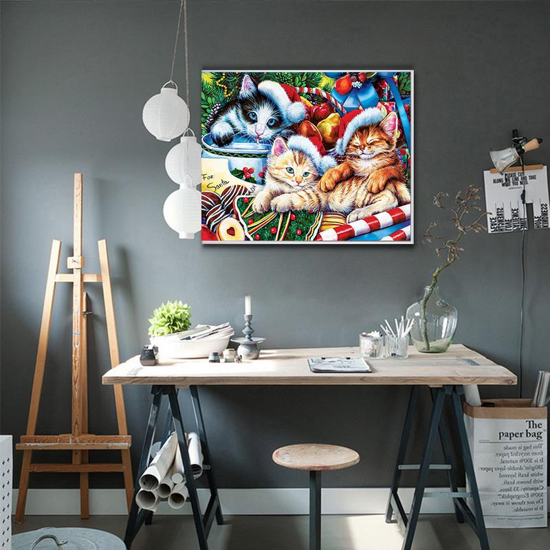 Kit de pictură cu diamant DIY 5D Cadou de Crăciun, făcut manual, Broderie cu diamante pătrate, Vânzare Mozaic de animale Decor pentru casă