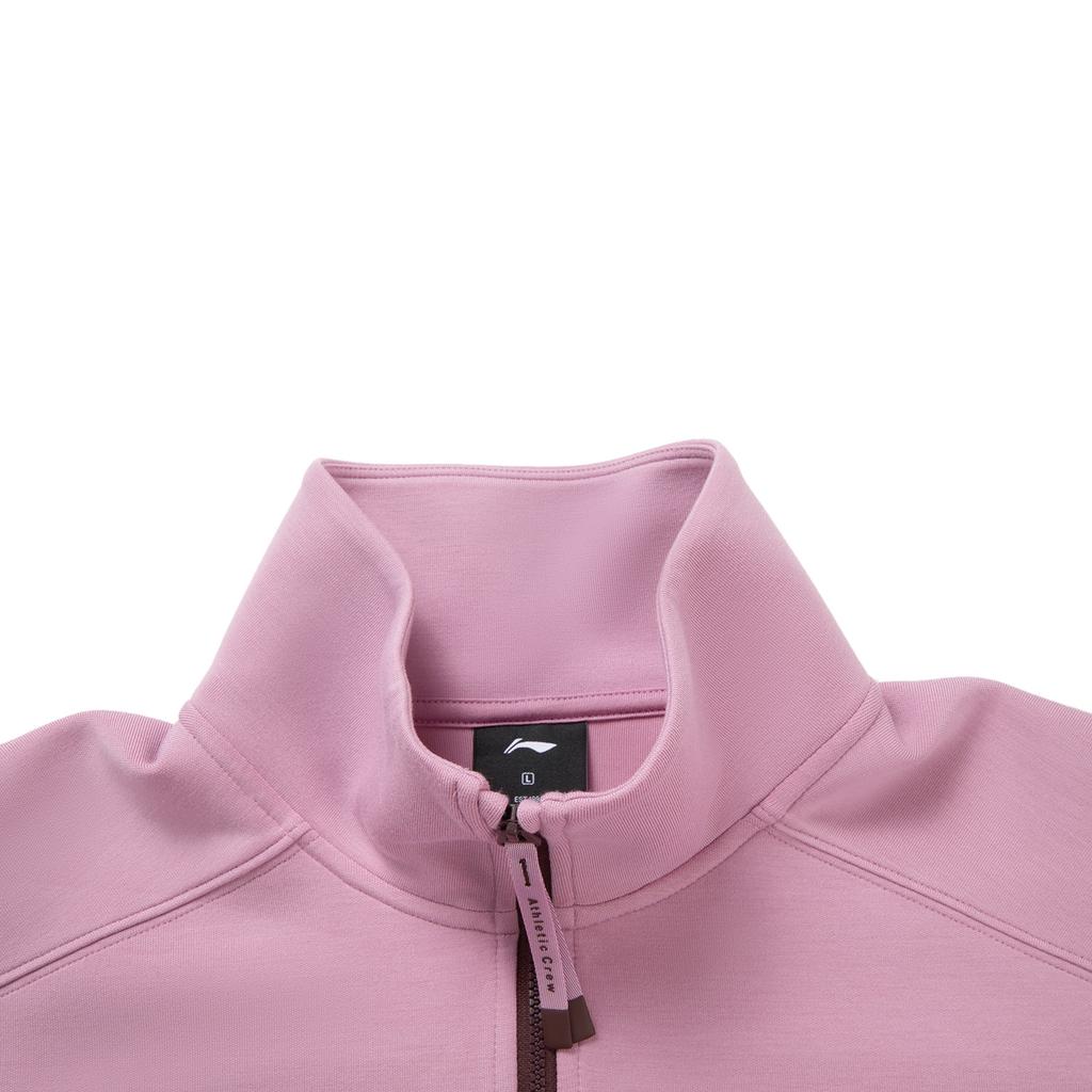 Li Ning Fitness Series Solid Color Soft Stand Collar Versatile Breathable Loose Sweatshirt Women Sweatshirt AWDVC28-8