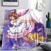 1Pc Anime Sakura Print Flannel Blanket, High Quality Comfortable for All Seasons, Home Decor, Warmth and Comfort, Perfect for Christmas Gifts