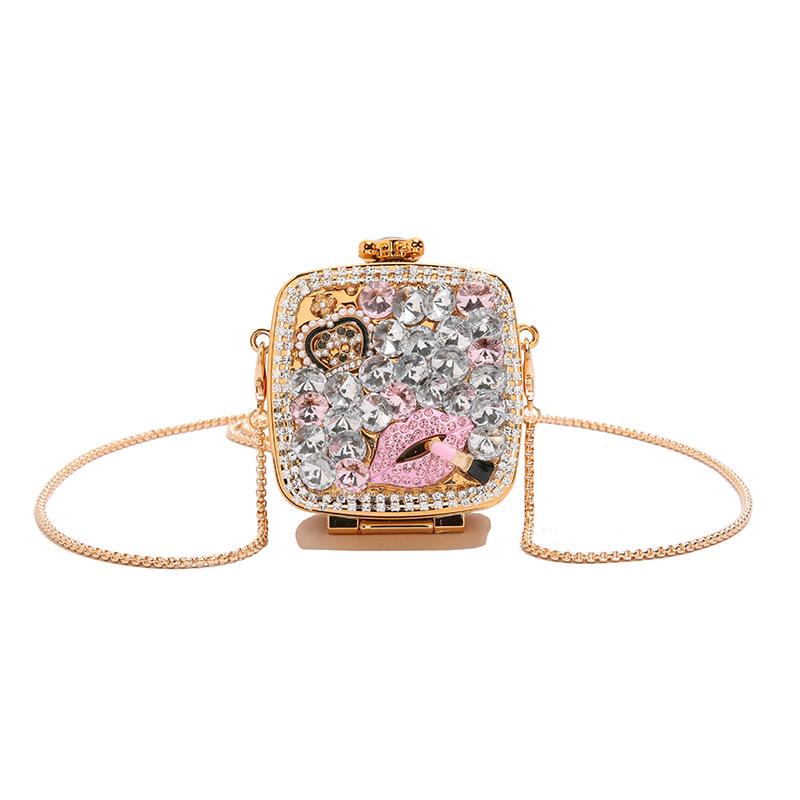 Mini love acrilic geantă mică de damă 2025 nouă europeană și americană stras personalizată buze ruj lanț geantă messenger