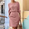 Women 3/4 Sleeve Blouse and Shorts Skirt Casual Two Piece Suit Sets