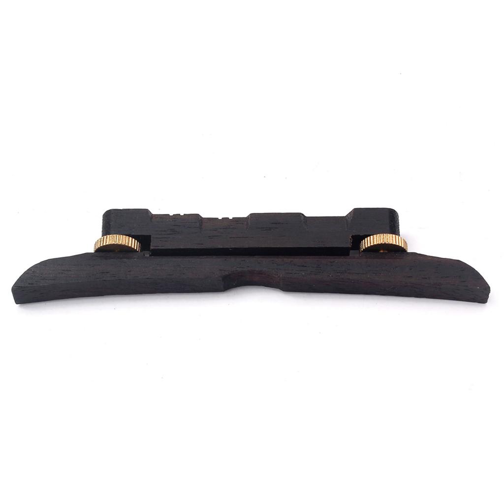 Mandolin Bridge Archtop Style Ebony Wood with Metal Hardware Height Adjustable Ebony Bridge for Mandolin Guitar Bass