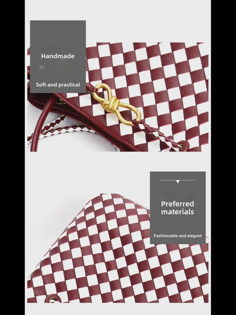 2023 Trendy Woven Tote Bag: Gold Hardware, Rope Buckle, Diamond Design, Large Capacity, Shoulder & Crossbody for Women