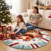 Wintervakantie Vloerbedekking 3D Optische Illusie Rond Kerstkleed, Schattige Kerstman Kristalfluweel Mat, Vloerkleed Levendig Gedrukt Rond