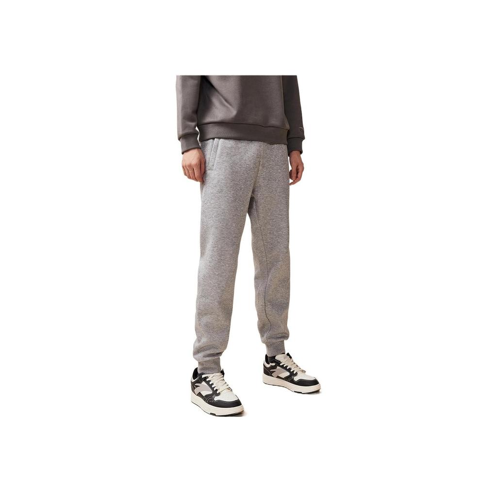 Anta Loose Logo Embroidered Cuff Casual Straight Leg Sports Pants Men Bottoms Gray 952231350-2