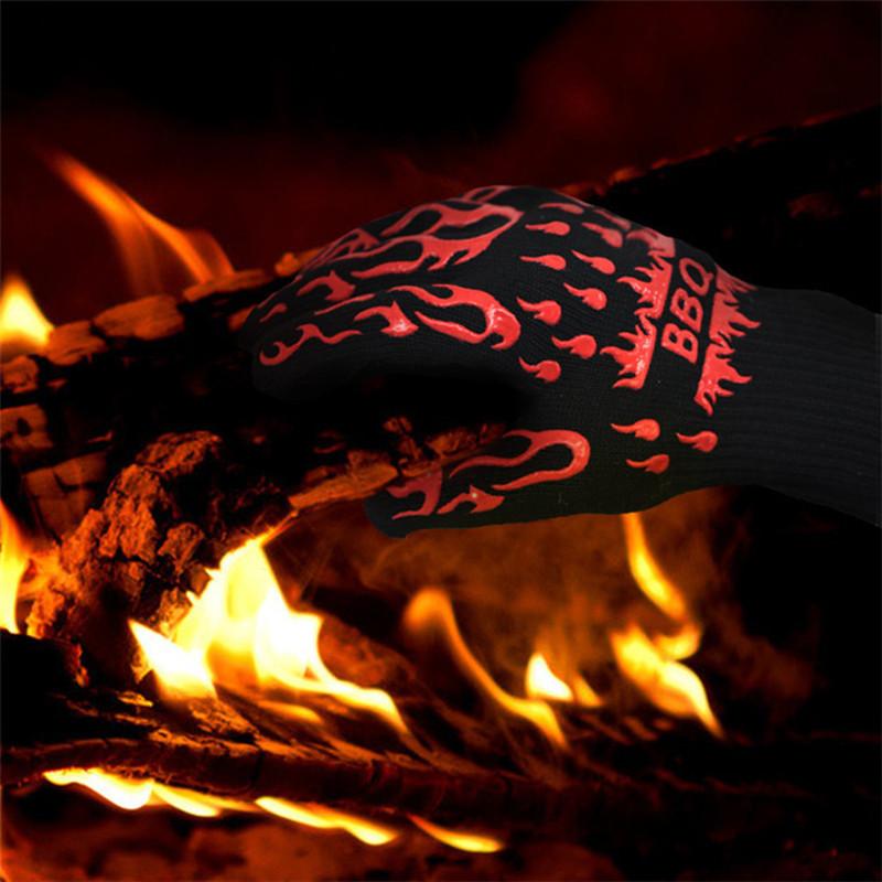 Piece BBQ Gloves Microwave Gloves High Temperature Resistance Barbecue Glove Oven Mitts 500 800 Degree Fireproof Grill Glove