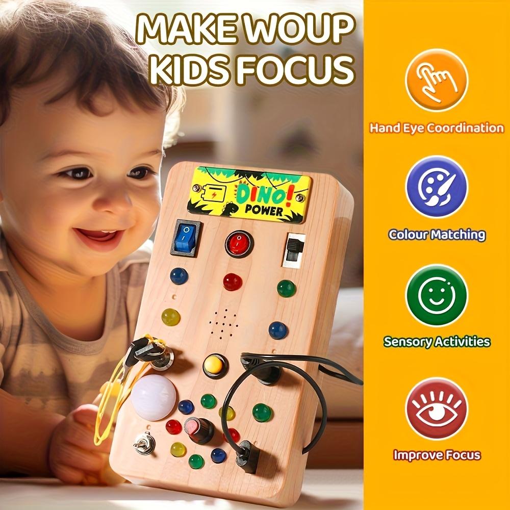 Dino Power Busy Box Pädagogisches sensorisches Spielzeug mit Farbabstimmung, Hand-Auge-Koordination, Konzentrationsverbesserung für Kinder 18M+, Perfekt für Reisen und Spielen zu Hause