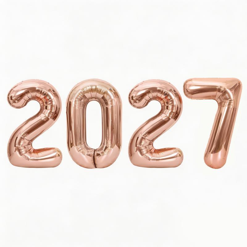 32 Inch 2027 Happy New Year Foil Balloons Christmas New Year Party Decoration Festival Party Supplies Photo Props Home Decor