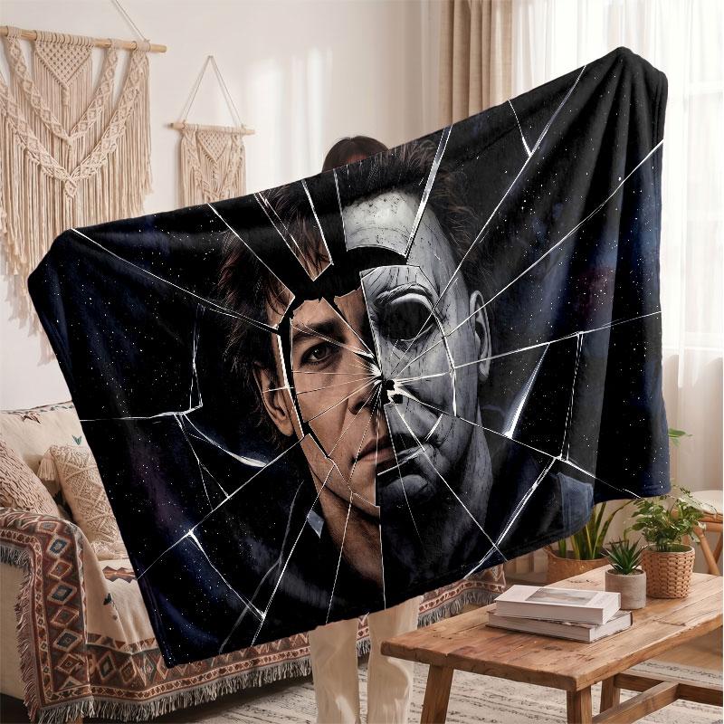 Warm Flannel BlanketHalloween Michael Myers Soft Cozy Throw Blanket for Bedroom Couch
