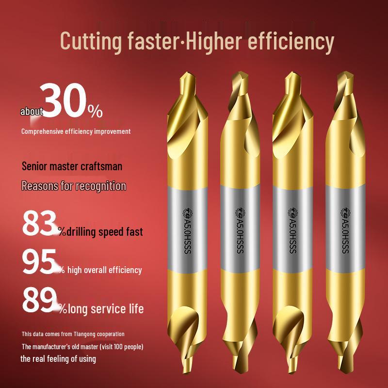 Burghiu de centrare Tiangong Tip A din oțel rapid placat cu titan pentru oțel inoxidabil