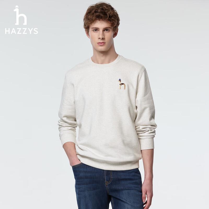 HAZZYS Men's Casual Embroidered Crew Neck Sweatshirt