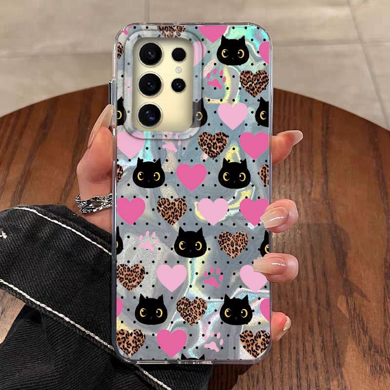 Case For Samsung Galaxy  A56 S24 S25 Plus Ultra A15 A25 A55 A35 A16 A26 A36 Phone Cover Gradient Color Cat Leopard Print Bumper