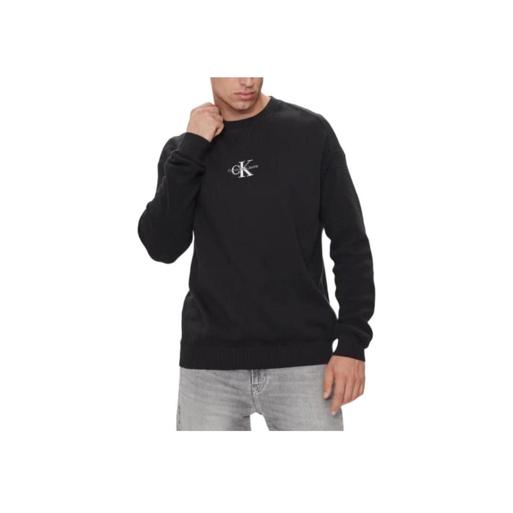 Calvin Klein Letter Round Neck Fitted Long Sleeve Sweatshirt Men sweatshirt Black J30J325671-BEH