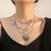 Multilayer Star Love Heart Pendant Necklace Women Imitation Pearl Chain Bridal Neck Jewelry Accessories