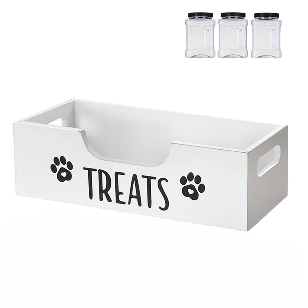 Practical Wooden Dog Treat Container Creative Dog Food Storage Holder Snack Storage Box  Pet Supply