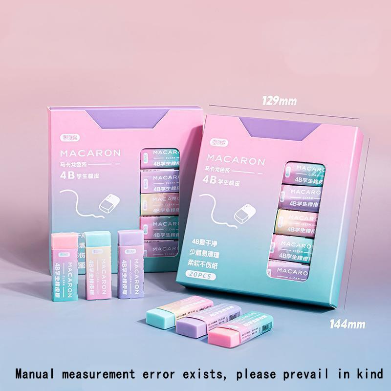 Gradient macaroon colour 4B eraser for primary school students no chips no marks erases cleanly for exams art eraser