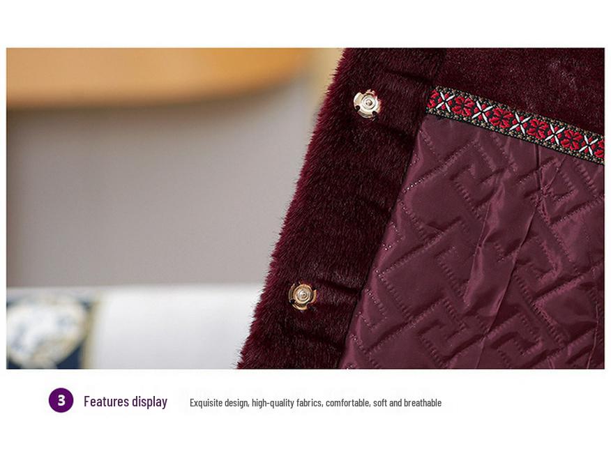 Autumn/Winter Maternity Velvet Jacket, Imitation Mink, for Middle-Aged & Elderly Women - Chinese Style Grandma's Thickened Cotton Padded Coat