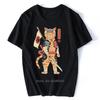 Anime Samurai Cat T Shirt Men Japanese Ukiyo-E Ninja Cat Print T-Shirt Men Cotton Tshirt Fashion Streetwear Harajuku Tees