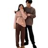 Couples Half-Coral Fleece Pajama Set Loungewear Anti-Static Thick Lazy Style Winter