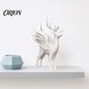 Decorative Reindeer with Wings Christmas Elk Statue Wings, 3D Printed Figurine, Modern Matte Black Standing Deer Sculpture for Dining Table,