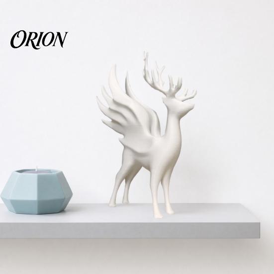 Decorative Reindeer with Wings Christmas Elk Statue Wings, 3D Printed Figurine, Modern Matte Black Standing Deer Sculpture for Dining Table,