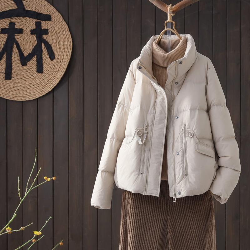 Autumn and winter warm down jackets women's fashion and thin small European station white duck down short coat tide