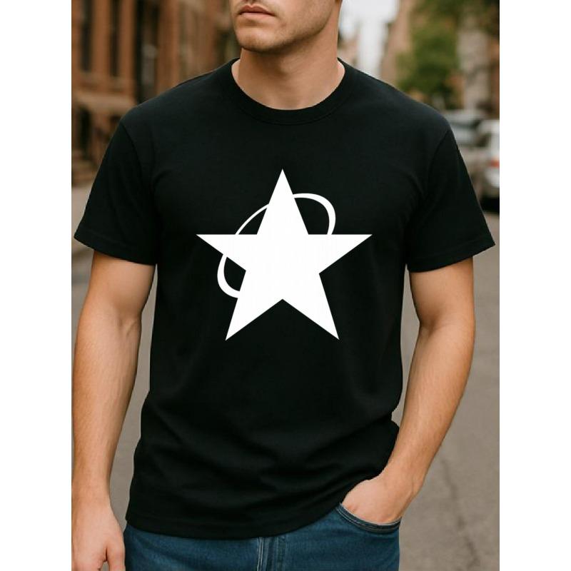

European sizes Stars Circling Around, Simple Art, Simple and Fashionable Men, Versatile Daily Top, Comfortable and Breathable Casual Sports Top 4XL чорний