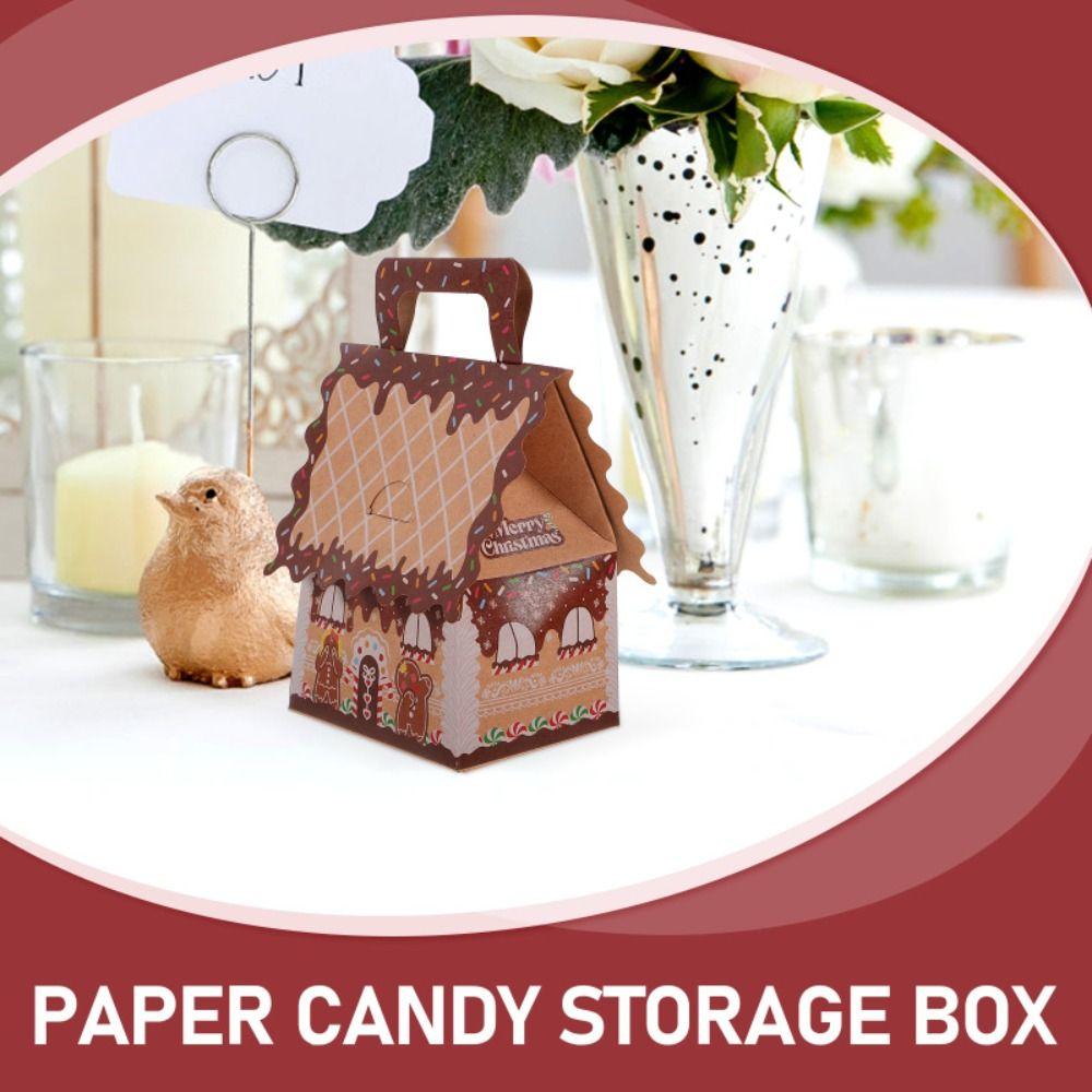 10PCS House Shape Gift Box Kraft Paper Christmas Tree Pendant  Christmas Party Decoration