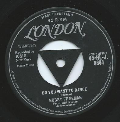 7inch Record BOBBY FREEMAN - Do You Want To Dance 45HJL8644 London Records 1958 UK Rock Used