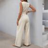 TIFICY Moda feminina casual verão primavera listra estampa sem mangas decote em v cintura alta calças macacões e macacões
