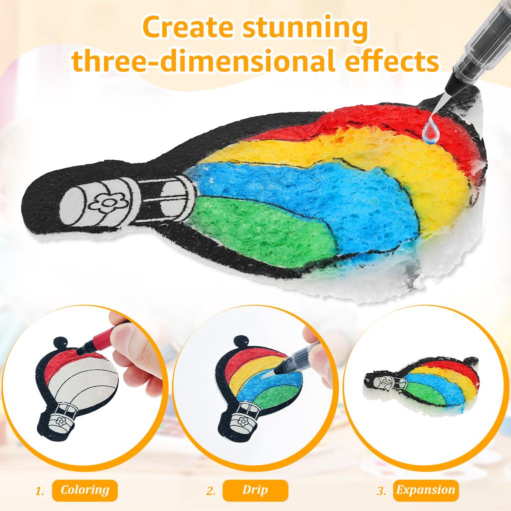 3D Art Puffy Paint Kit Foam Texture Painting Magic Puffy Foam Texture Painting Paper for Kids DIY Drawing Art Educational Craft