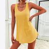 2025 Summer Women's Solid Color U-neck Sleeveless Racerback Camisole Dress – Casual Versatile Short Skirt