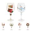Klares Borosilikatglas Weihnachts-Stielweinglas, Schneemann/Weihnachtsmannkranz/Elch/Weihnachtsbaum Handbemalt, Einzigartige Austauschgeschenke Kreatives Stielglas