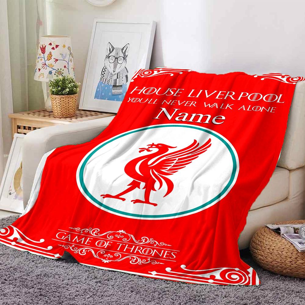 Custom Name Liverpool Football Club Theme Printed Blanket Perfect For Couch Bed Travel Outdoor Use Machine Washable Cozy Durable