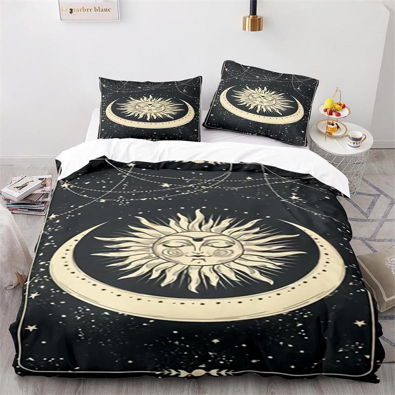 Boho Sun And Moon Duvet Cover Mysterious Astrology Bedding Set Microfiber Witch Wiccan Fortune-Telling Tarot Cards Quilt Cover