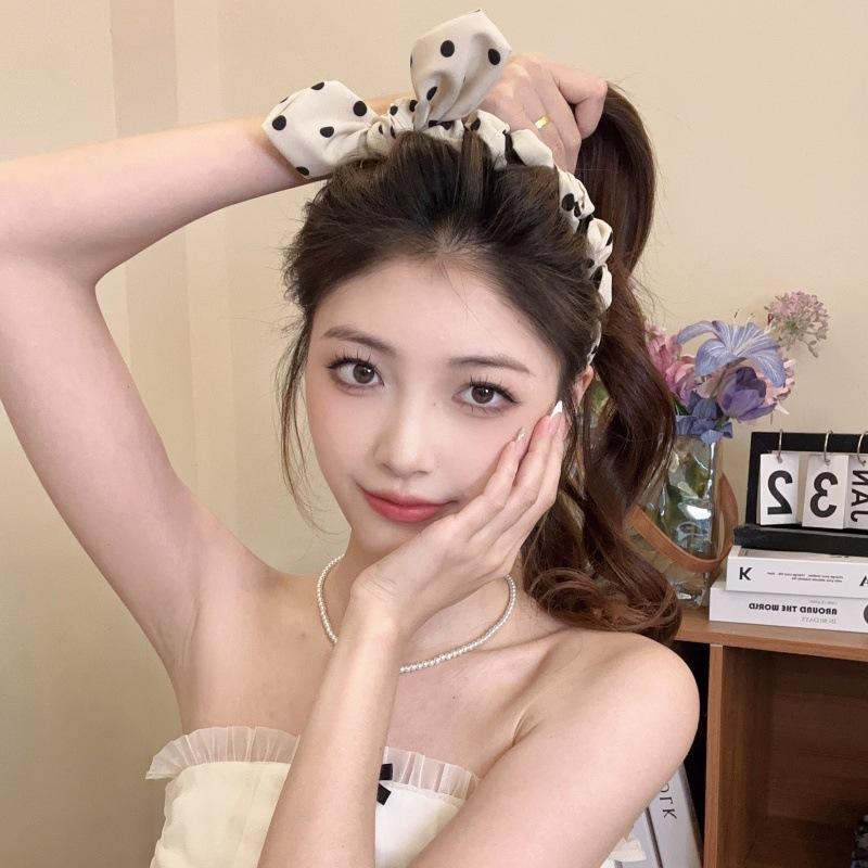 Elegant Polka Dot Bow Toothed Hairband For Women Girls Sweet Hair Ornament Headband Hair Hoop  Hair Accessories Gift