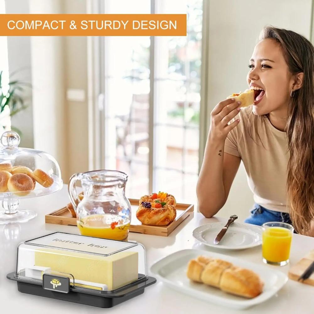 Sealed Butter Dish with Lid Cutter, Suitable for Countertop and Refrigerator Storage