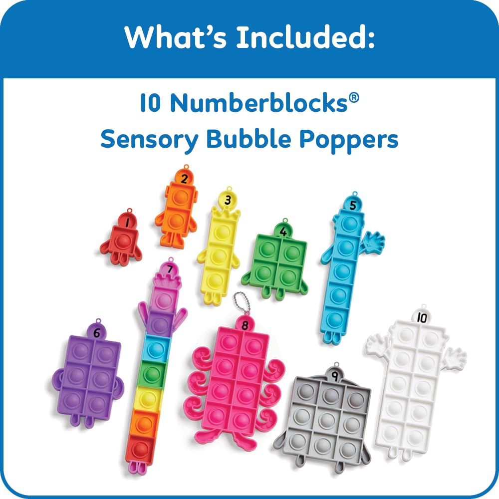 Numberblocks Sensory Bubble Poppers, Number Play, Math Toy, Fidget Toy, Squeeze Toy, Push Pop, 10-Pack, 96929, Authentic